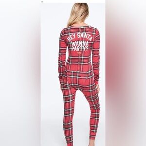 Vintage PINK Victoria's Secret Red Plaid Onesie